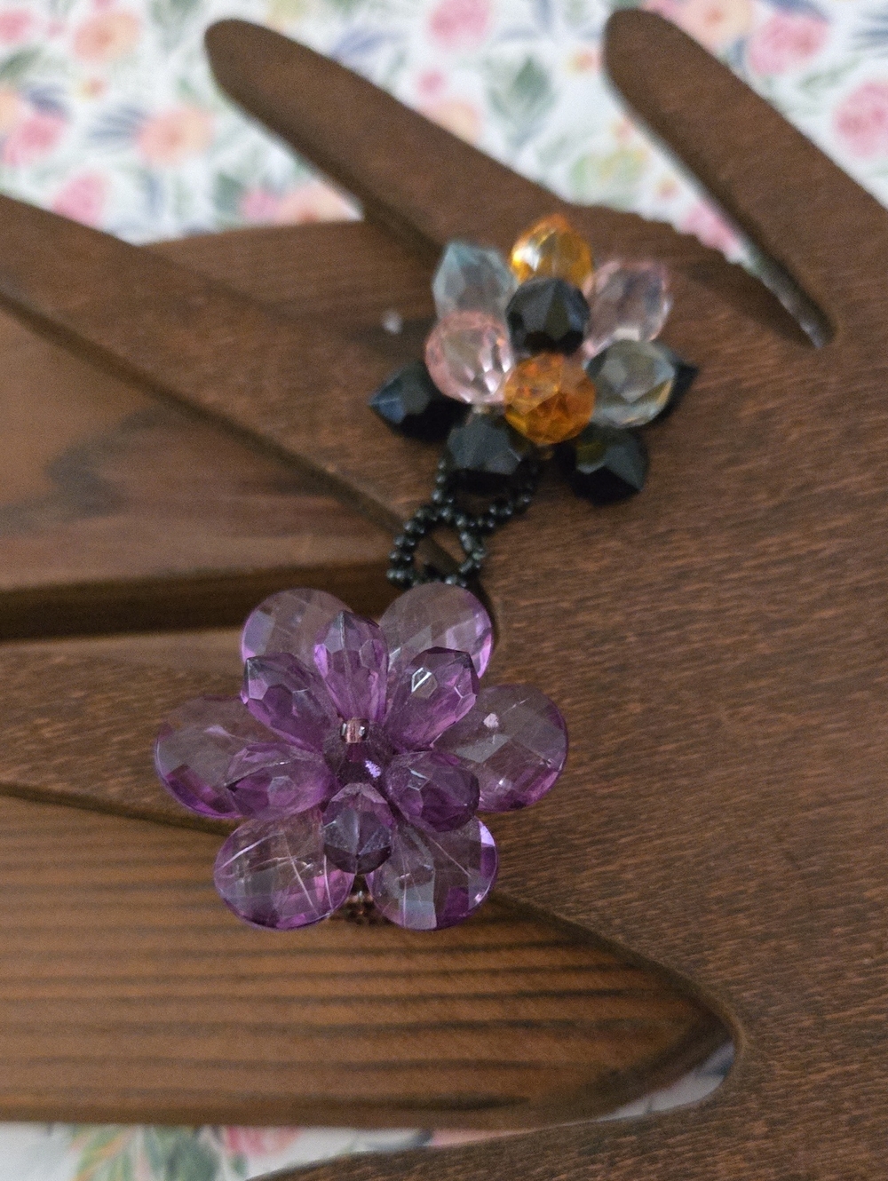 Purple Flower Bead Rings